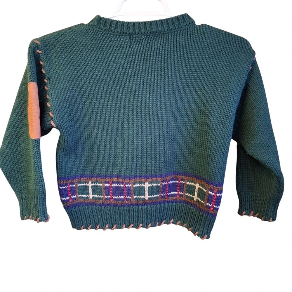 Vintage 90's Kitestrings Boys Sweater Sz 5/6 Lodge Moose Winter‎ EUC